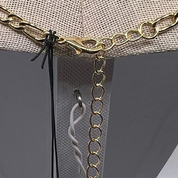 AQUA Hammered Nugget & Chain Link Pendant Necklace Gold Tone 21"-24" NWT - Picture 4 of 5